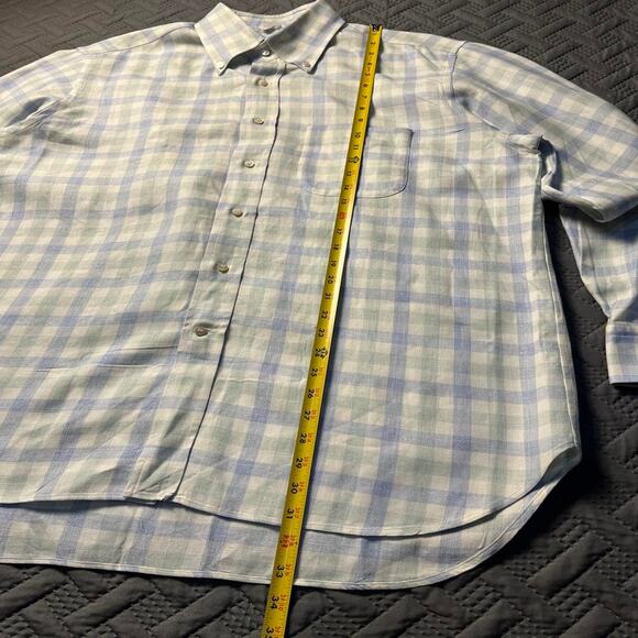 Loro Piana Luxury Linen Shirt Pastel Gingham Plaid Heritage Bespoke Men's XL - Picture 8 of 10